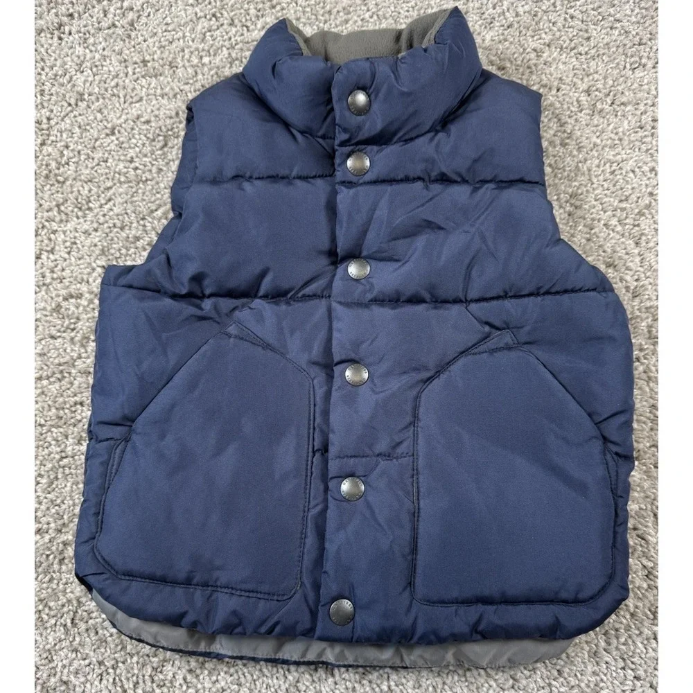 Baby Gap Toddler Puffer Vest Sleeveless Full Zip Snap Navy Blue 3T‎